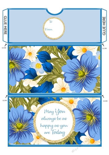 Blue Floral Wedding or Special Day Voucher/Money Wallet/Pocket