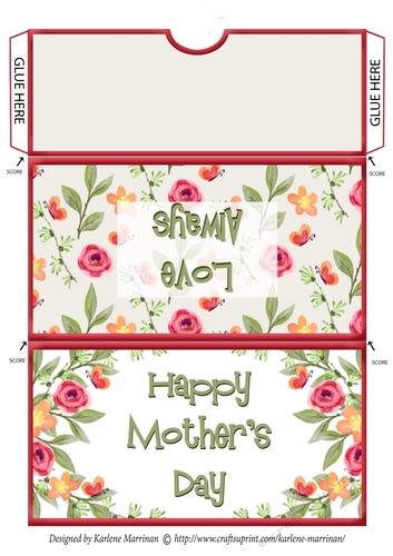 Happy Mothers Day Red Flower Voucher/Money Wallet/Pocket