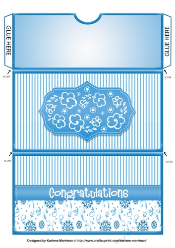 Congratulations Blue Ribbon Voucher/Money Wallet/Pocket
