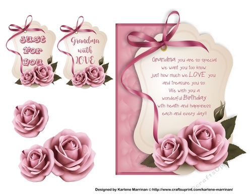 Grandma Large Tag Card Topper - 2 Gift tags included