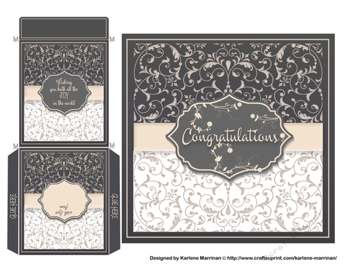 Elegant Wedding Card Topper & Wishing Well Money Envelope - Creme