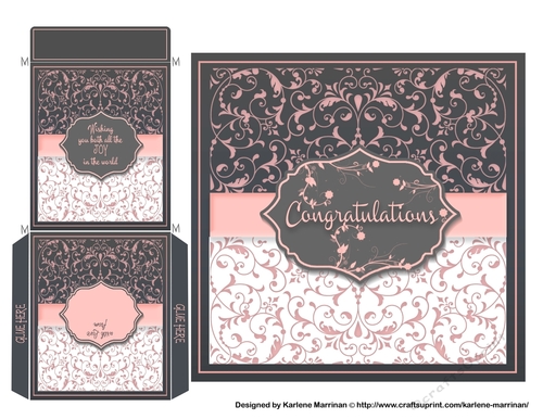 Elegant Wedding Card Topper & Wishing Well Money Envelope - Peach