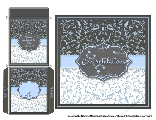 Elegant Wedding Card Topper & Wishing Well Money Envelope - Blue
