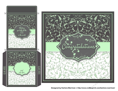 Elegant Wedding Card Topper & Wishing Well Money Envelope - Green