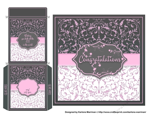 Elegant Wedding Card Topper & Wishing Well Money Envelope - Pink