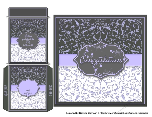 Elegant Wedding Card Topper & Wishing Well Money Envelope - Purple
