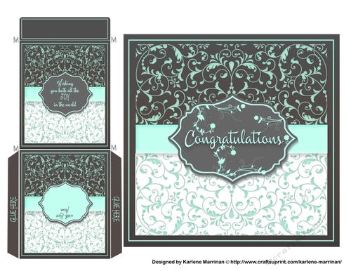 Elegant Wedding Card Topper & Wishing Well Money Envelope - Turquoise