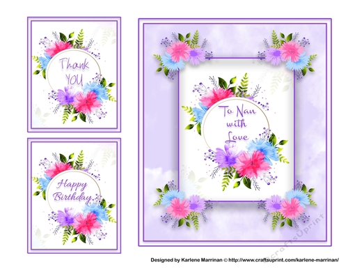 Nanna Floral Card Topper & Gift Cards