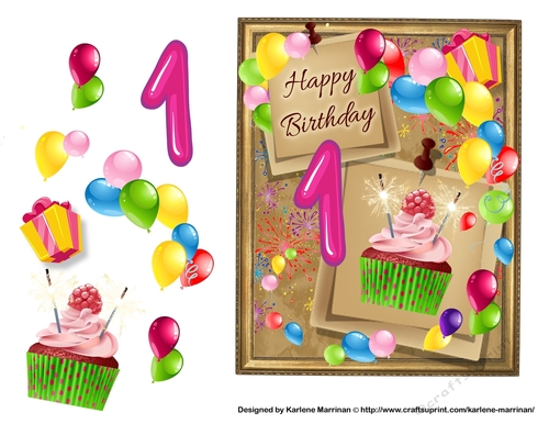 Birthday Bright Card Topper - 1st Birthday