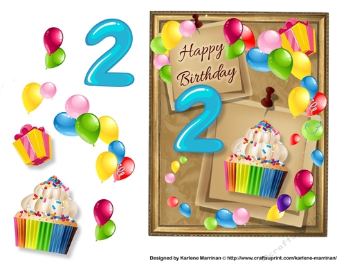 Birthday Bright Card Topper - 2nd Birthday