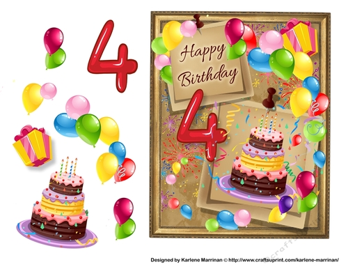 Birthday Bright Card Topper - 4th Birthday