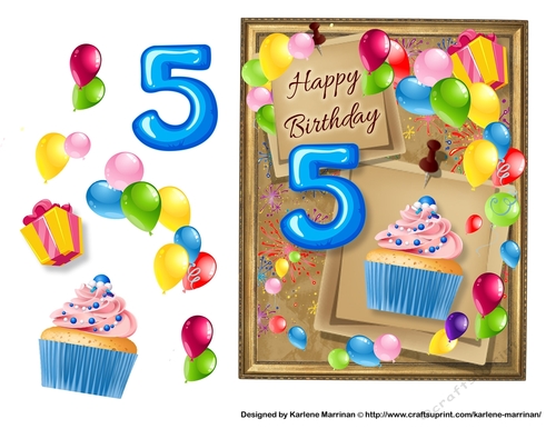 Birthday Bright Card Topper - 5th Birthday