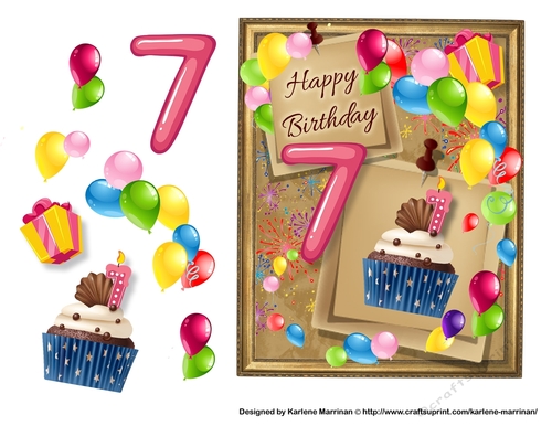 Birthday Bright Card Topper - 7th Birthday