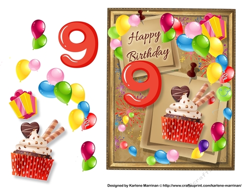 Birthday Bright Card Topper - 9th Birthday