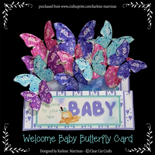 Welcome New Baby Butterfly Folded card