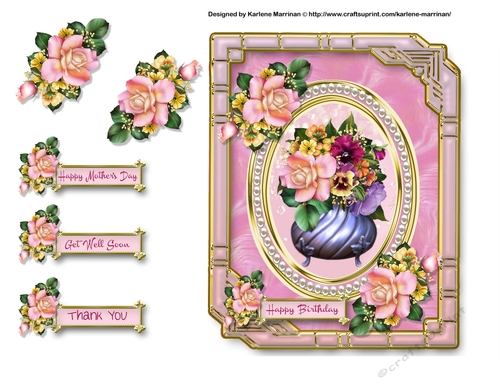 Colourful Flower Pot Card Topper