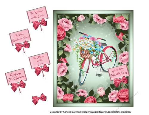 Bike Full of Flower Card Topper