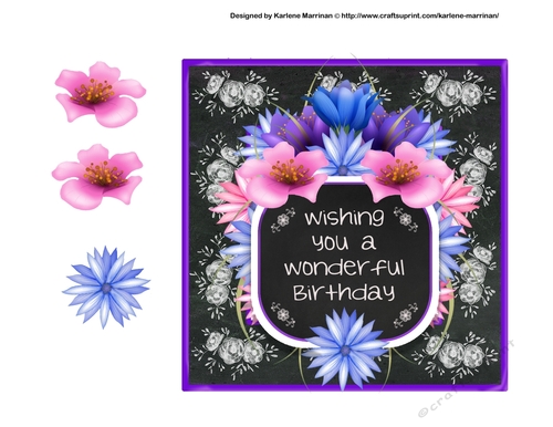 Floral Blackboard Card Topper - Birthday