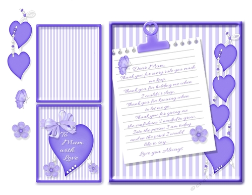 Heart Felt Words to Mum  Card Topper & Gift Card  -  Purple