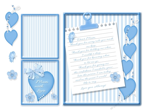 Heart Felt Words to Mum  Card Topper & Gift Card  -  Blue