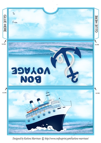 Bon Voyage Ship Money/Voucher Wallet/Pocket/Envelope