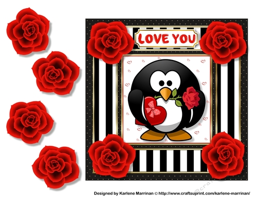 Little Penguin in Love Card Topper