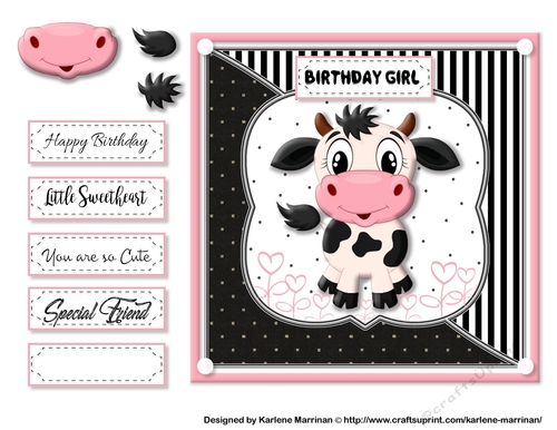 Prissie the Cow Card Topper