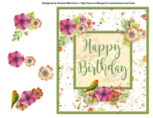 Floral Birthday Bird Card Topper