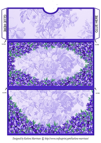 Blank Floral  Voucher/Money Wallet/Pocket Envelope - Purple