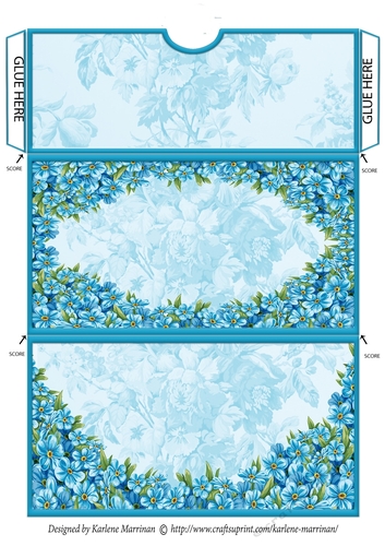 Blank Floral  Voucher/Money Wallet/Pocket Envelope - Turquoise