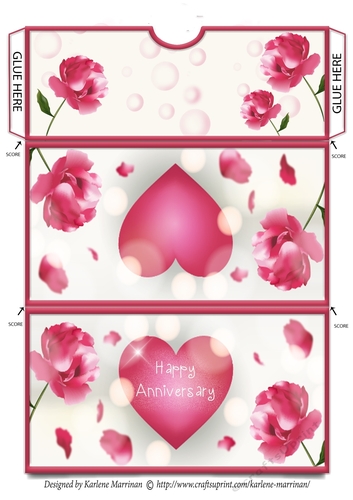 Love Heart Voucher/Money Wallet/Pocket Envelope - Happy Anniversary