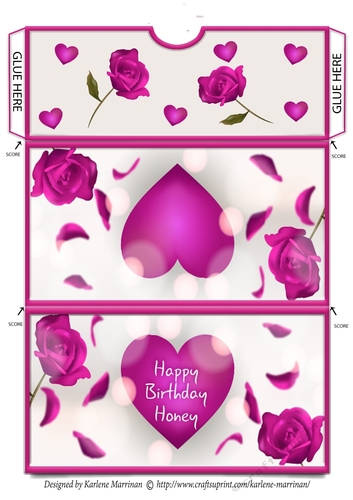 Love Heart Voucher/Money Wallet/Pocket Envelope - Happy Birthday Honey