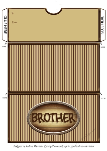 Brother Striped  Voucher/Money Wallet/Pocket Envelope - Brown