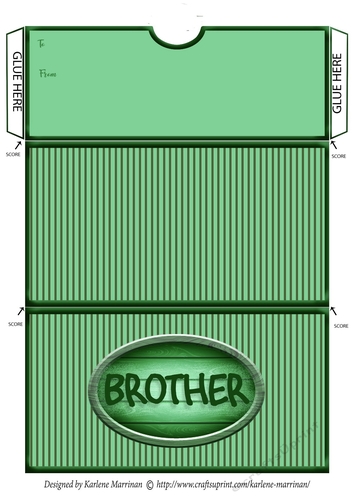 Brother Striped Voucher/Money Wallet/Pocket Envelope - Green
