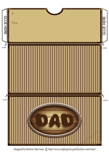 Dad Striped Voucher/Money Wallet/Pocket Envelope - Brown