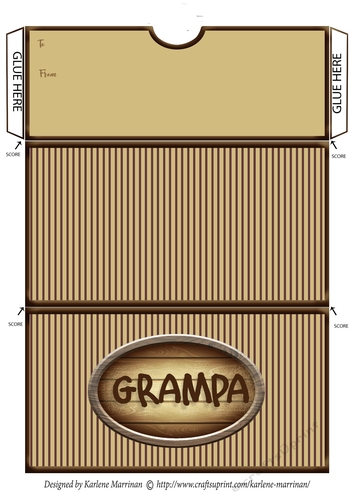 Grampa Striped Voucher/Money Wallet/Pocket Envelope - Brown