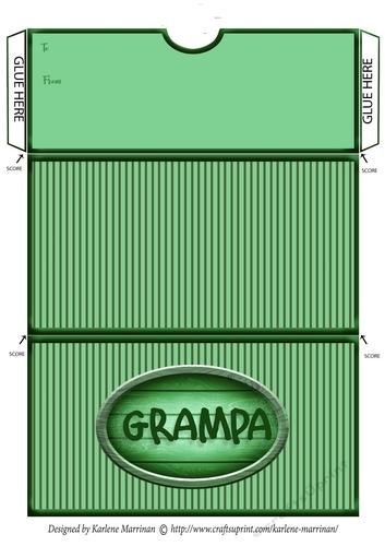 Grampa Striped Voucher/Money Wallet/Pocket Envelope - Green