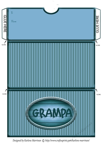 Grampa Striped Voucher/Money Wallet/Pocket Envelope - Blue