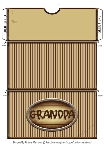 Grandpa Striped Voucher/Money Wallet/Pocket Envelope - Brown