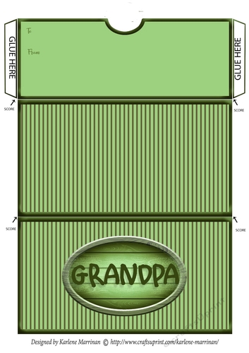 Grandpa Striped Voucher/Money Wallet/Pocket Envelope - Green