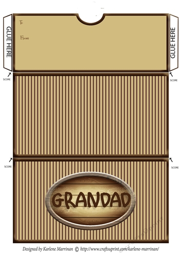 Grandad Striped Voucher/Money Wallet/Pocket Envelope - Brown