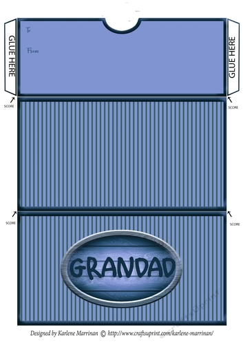 Grandad Striped Voucher/Money Wallet/Pocket Envelope - Blue