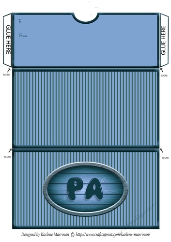 Pa Striped Voucher/Money Wallet/Pocket Envelope - Blue