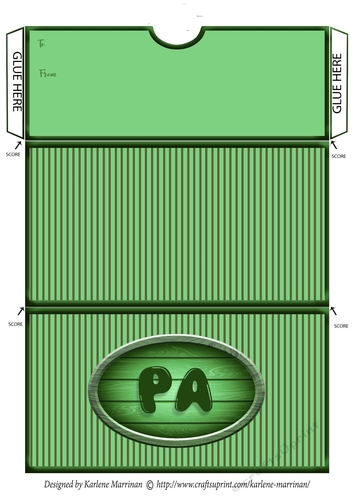 Pa Striped Voucher/Money Wallet/Pocket Envelope - Green