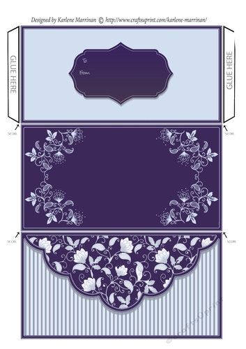 Scalloped Voucher/Money Wallet/Pocket Envelope - Purple