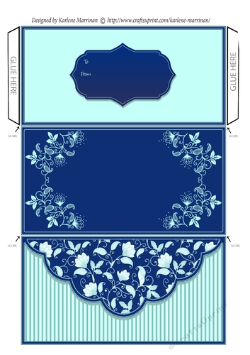 Scalloped Voucher/Money Wallet/Pocket Envelope - Blue