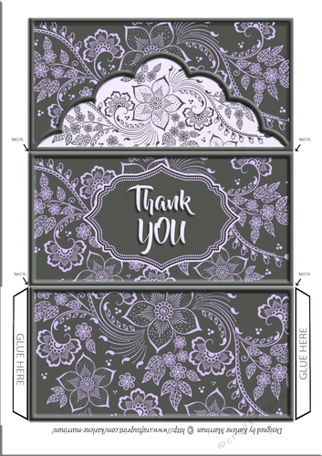 Elegant Print Voucher/Money Wallet/Pocket Envelope - Purple - Thank You