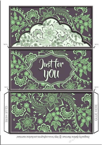 Elegant Print Voucher/Money Wallet/Pocket Envelope - Green - Just for You