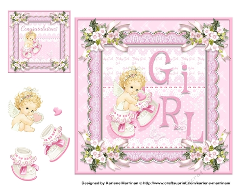 Baby Girl Pink Card Topper & Gift Tag
