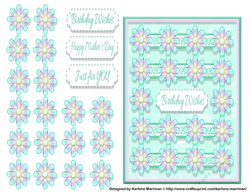 Lots of Flowers Card Topper - Aqua
